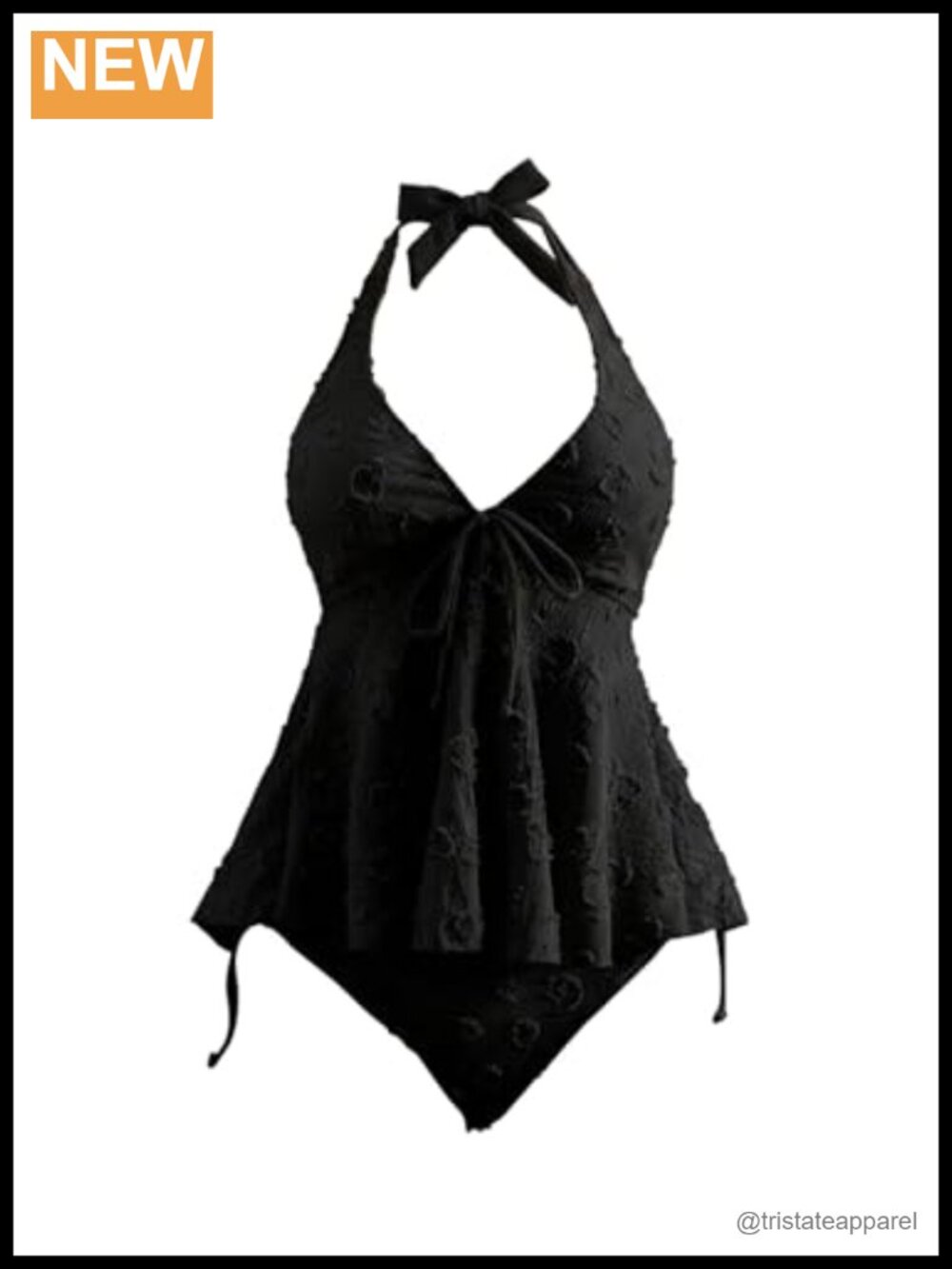 Women's 2 Piece Textured Halter Tankini Set Flowy Bow Tie Swimsuits